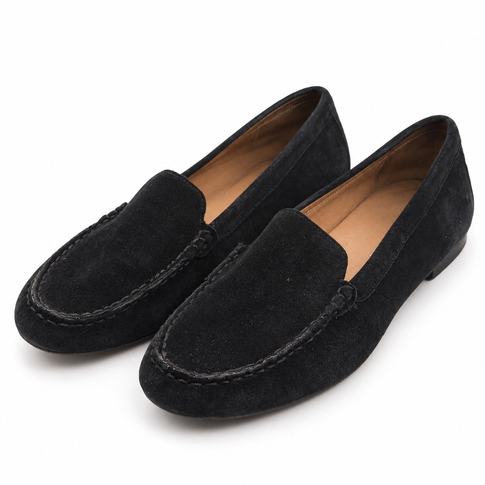 Antonio Melani Vintage Y2K Black Suede Moc Toe Loafers Flats Women's Size 9M